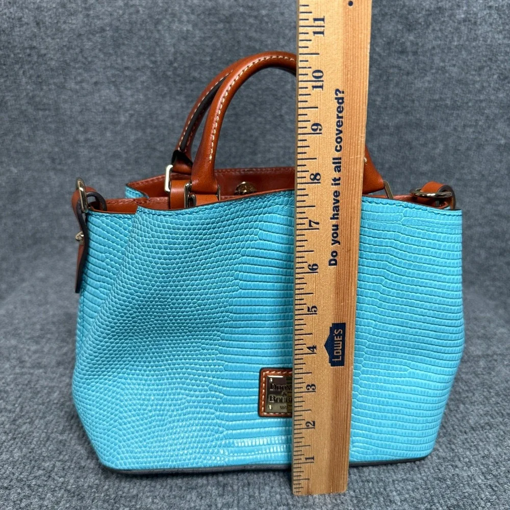 Dooney & Bourke Mini Satchel Bag Sky Blue Embossed Lizard Leather Mini Barlow